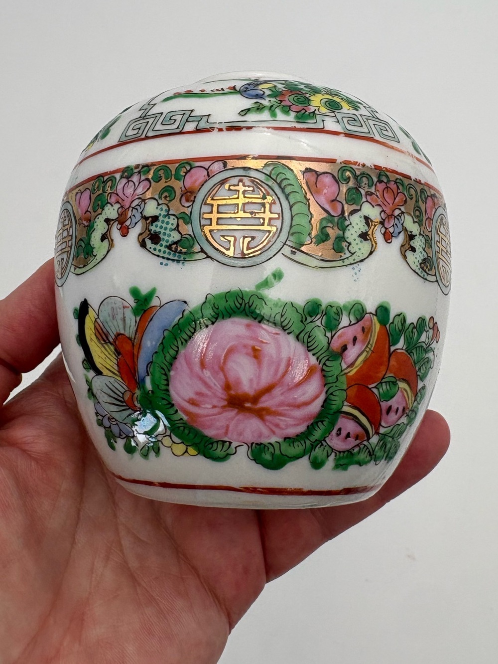 Vintage Rose Medallion Hand-Painted Floral Porcelain Vase